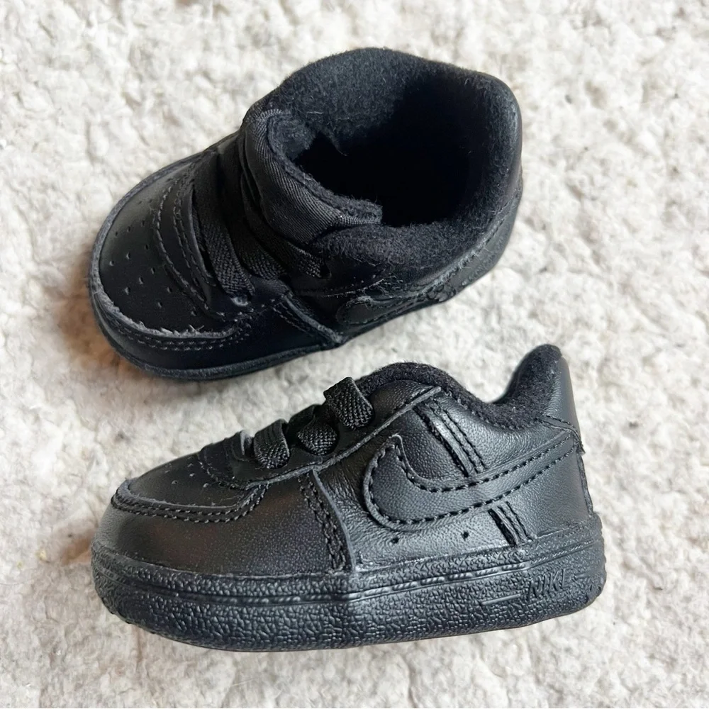 Nike Solid Black Air Force 1 Af1 Crib Style Shoes Size 1C